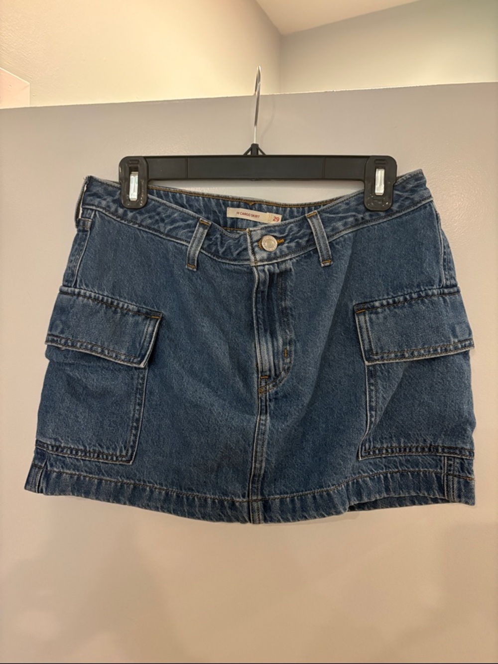 Levi's Dark Blue Denim Cargo Pocket Mini Skirt